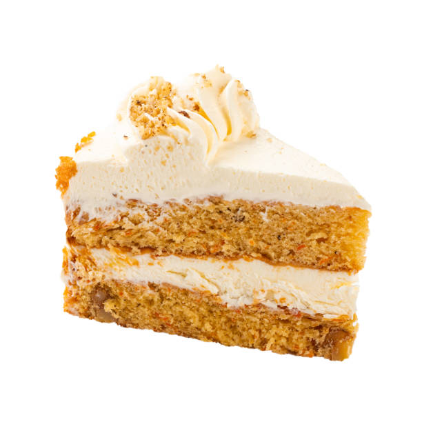 istock Isolated slice of carrot cake with cheese cream 1409875618