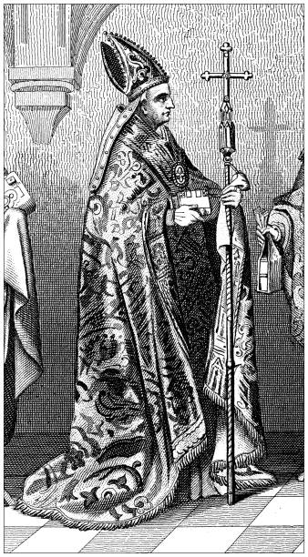 Antique engraving illustration, Civilization: Clergy, Bishop Antique engraving illustration, Civilization: Clergy, Bishop bishop clergy stock illustrations