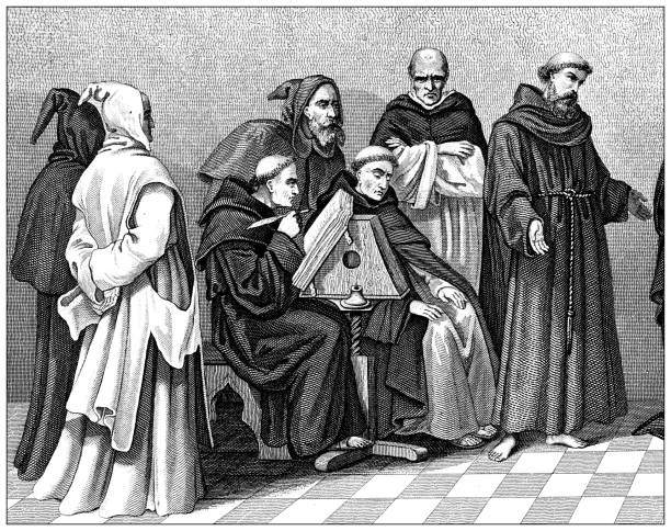 Antique engraving illustration, Civilization: Clergy, Friars