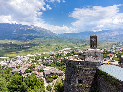 Drone view of Gjirokaster in Albania
