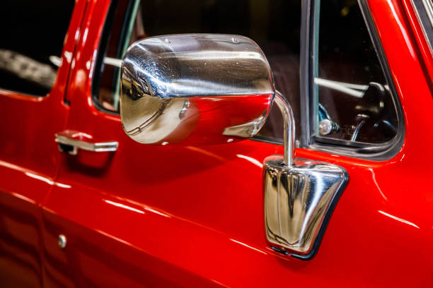 istock beautiful retro car of red color. 1409885341