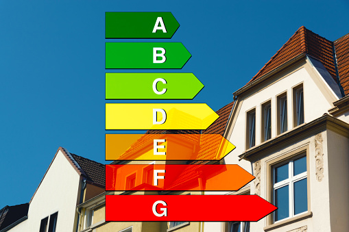 A house and the efficiency class as a color scale