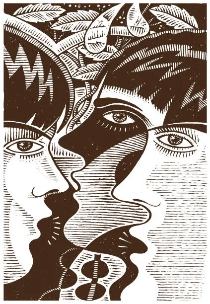 Vector illustration of Abstract talking heads illustration