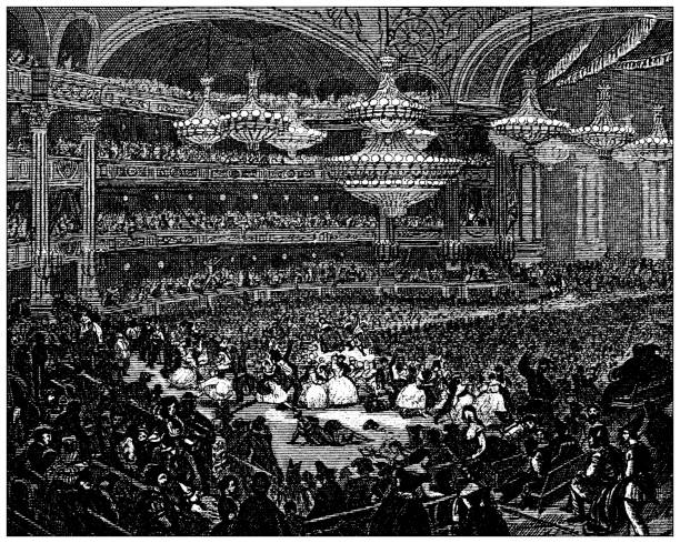 ilustrações de stock, clip art, desenhos animados e ícones de antique engraving illustration, civilization: masked ball, opera de paris - opera opera garnier paris france france