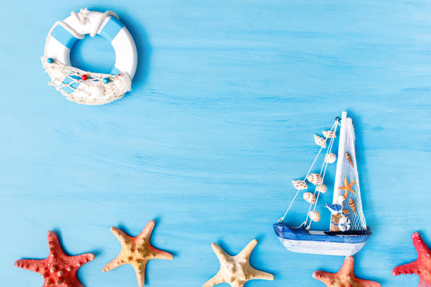 istock Newborn digital nautical background. Photo props 1409891747