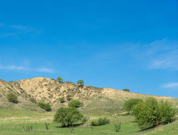 Kahetia, Georgia mountain and fields landscape view stock photo