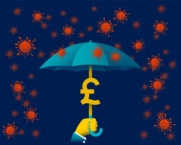 ilustrações de stock, clip art, desenhos animados e ícones de economic protection from covid-19 virus. gbp pound - british currency pound symbol finance recovery
