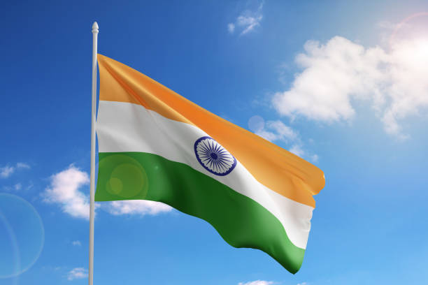 istock Flag of India on blue sky. 3d illustration. 1409893913