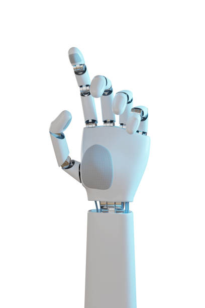 istock Robotic hand isolated on white background. 3d illustration. 1409894028