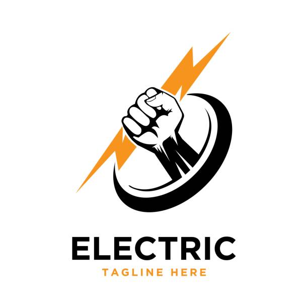 Electric symbol design Electric symbol design vector template. Hand and thunder symbol electric logo stock illustrations