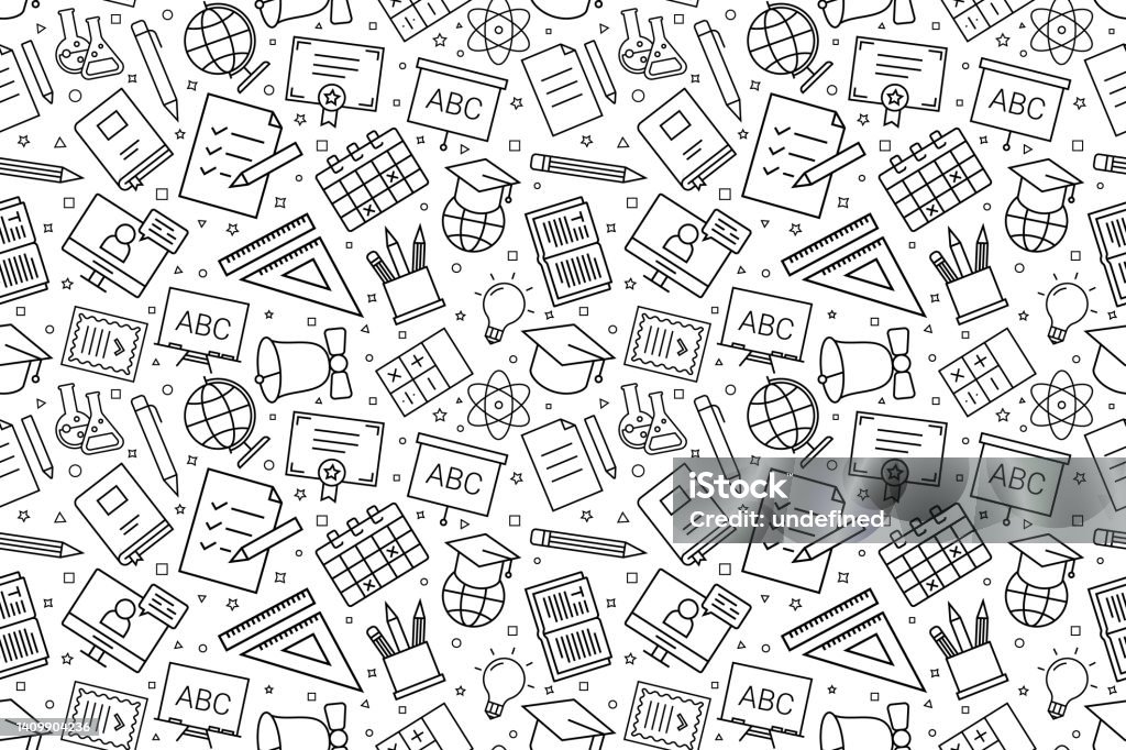 Educational Background Pattern Vector School Pattern Education Seamless Background Stock Illustration ...