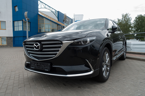 Minsk, Belarus - June 30, 2019: Mazda auto center is the largest in the republic.