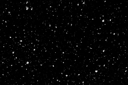Real falling snow composition on black background. Put layer in 