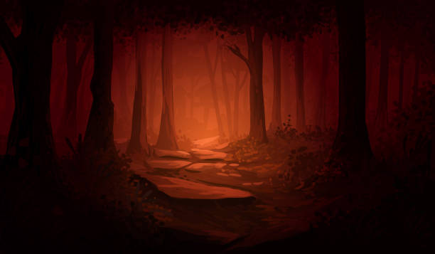 illustrazioni stock, clip art, cartoni animati e icone di tendenza di bella foresta spettrale - spettrale