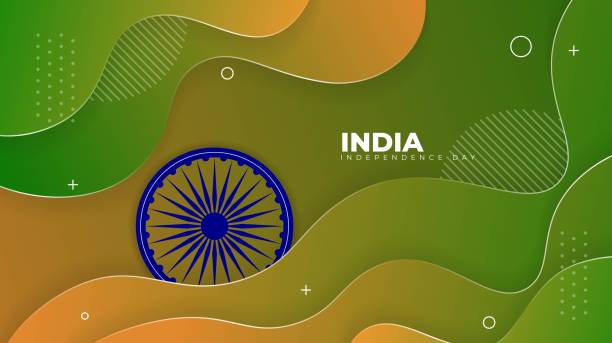 istock Abstract background in green and yellow design with blue wheel for india independence day design 1409912938