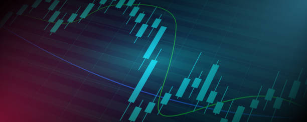 istock Abstract financial graph with trend line chart in stock market on blue colour background 1409919080
