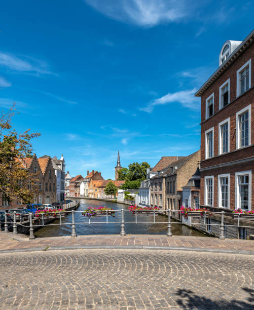 istock Bridge crosses canal in Bruges 1409919689