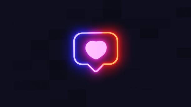 istock Neon Red Glowing Heart in Spech Bubble Banner on Dark Brick Background image. 1409921816
