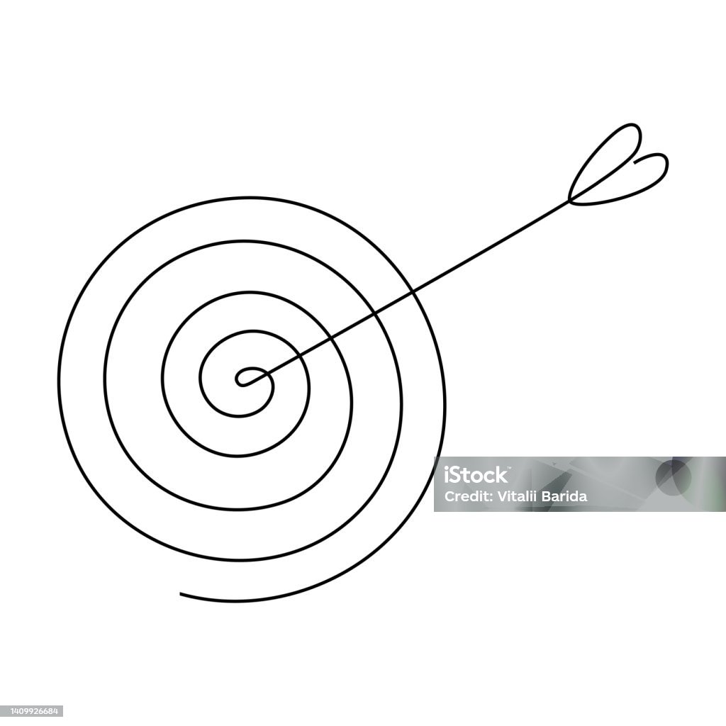 Target Line Drawing Simple Target With Arrow Continuous Line Drawing Stock Illustration - Download ...