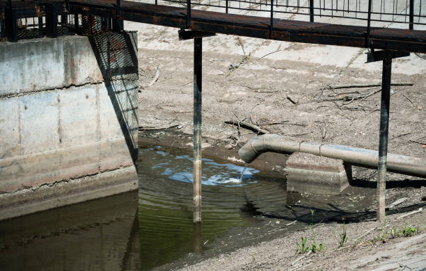 istock urban landscape with sewage from a pipe into a river 1409927792