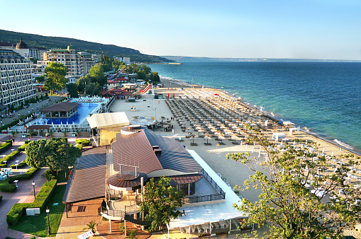 Panorama of the well-known resort in Bulgaria - Sunny Beach.