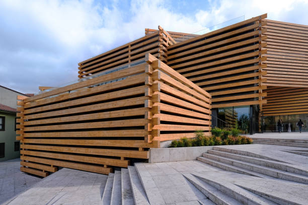 Eskisehir, Turkey, Oct. 2020 - Exterior View of OMM Odunpazari Modern Museum designed by japanese architecture office Kengo Kuma & Associates
