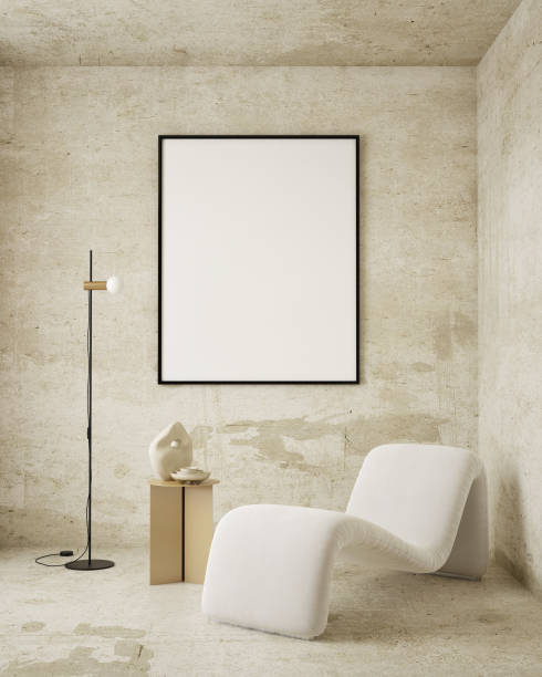 istock mock up poster frame in modern interior background, living room, Scandinavian style, 3D render, 3D illustration 1409931231