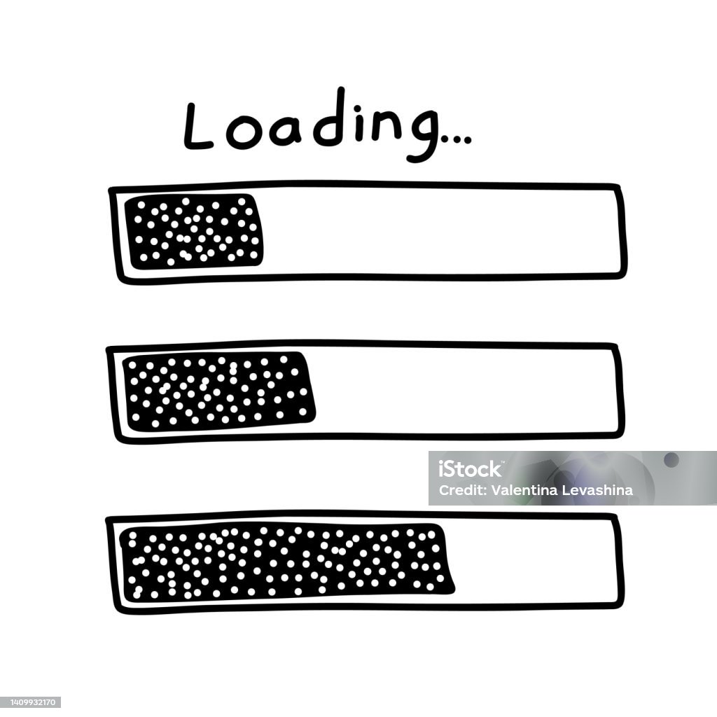 Loading Bar In Sketch Style Hand Drawn Loading Process Doodle Loading ...