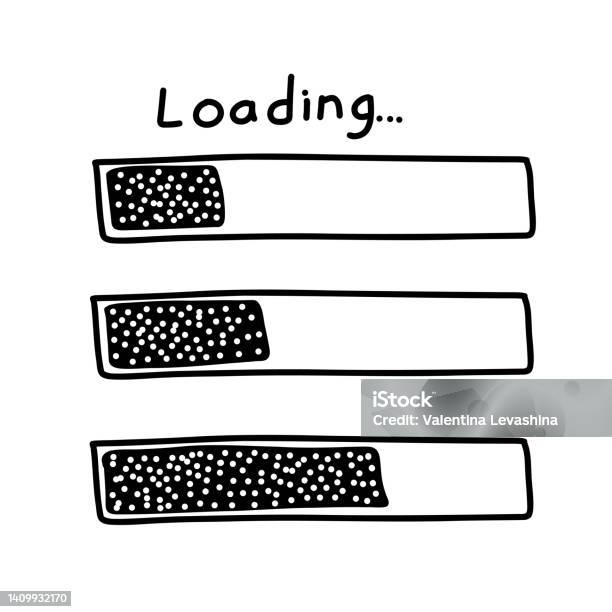 Loading Bar In Sketch Style Hand Drawn Loading Process Doodle Loading ...
