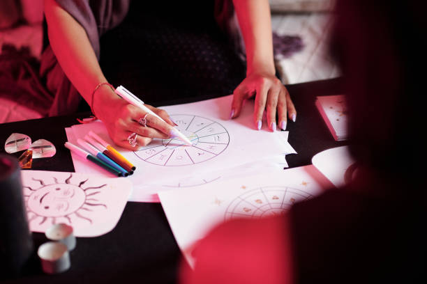 istock Astrologer Drawing Natal Card 1409935786