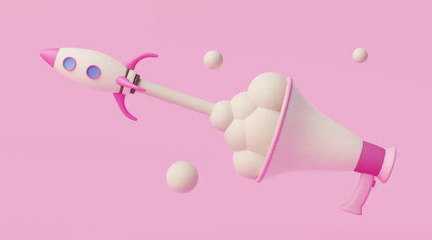 istock Advertising a business with a megaphone to make it successful and take off like a rocket 1409936303