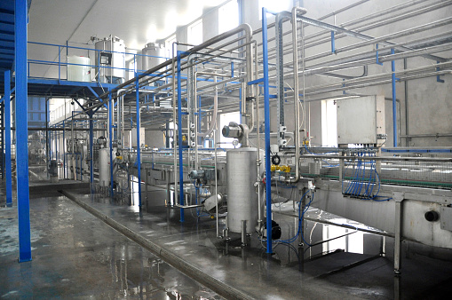 In the production shop of a modern plant for potato starch production.