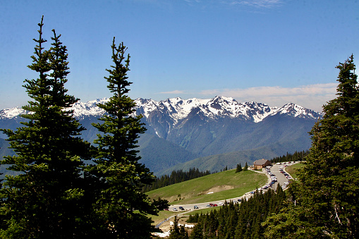 Mt. Carrie in the Olympic National Park as seen from above the lodge at Hurricane Ridge