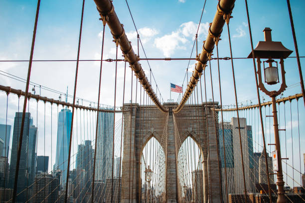 istock Brooklyn Bridge on a sunny day with Manhattan in the background 1409947282
