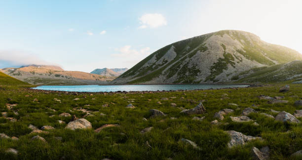istock Wide panoramic view Lake in caucasus, Asia 1409947612