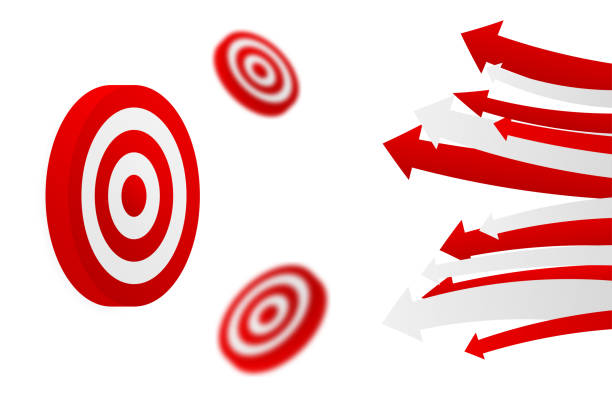 Target goal with arrow icon. Business concept. Shot miss. Vector illustration. Target goal with arrow icon. Business concept. Shot miss. Vector illustration archery target group of objects target sport stock illustrations