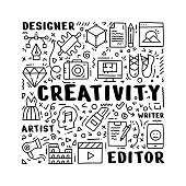 istock Creative Occupations Hand Drawn Doodle Concept 1409950460