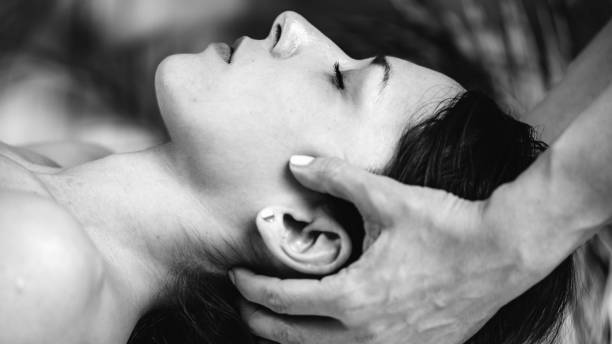 Craniosacral Therapy or CST Head Massage. stock photo