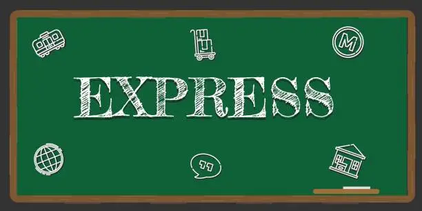Vector illustration of Illustration depicting a green chalkboard with a express concept written on it in white.