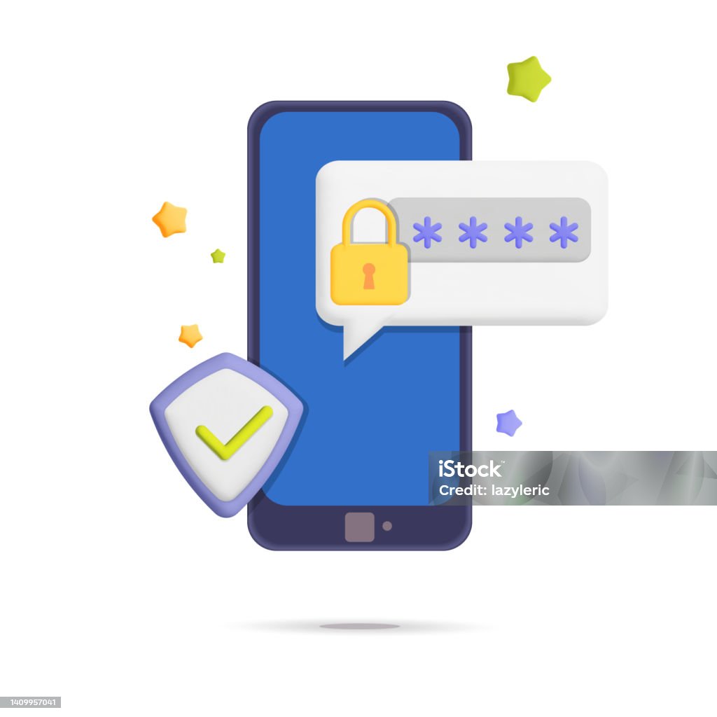 Secure Mobile Code Image 3d Vector Mobile Security With Password Pin Code Concept Design Stock ...