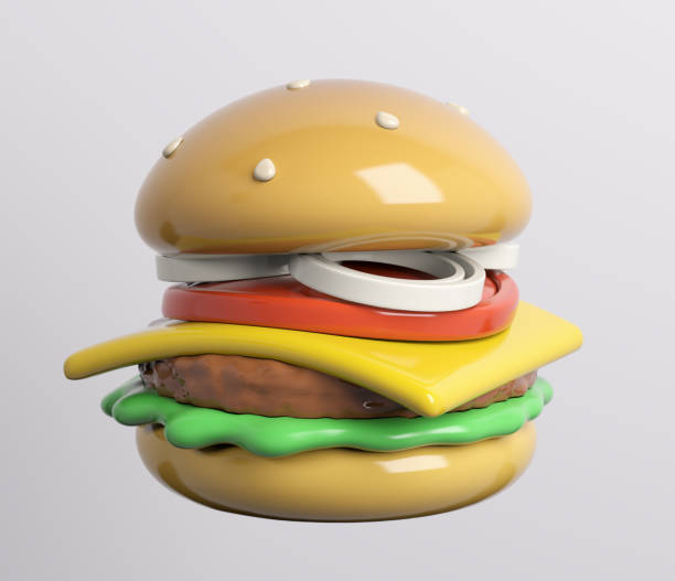 istock 3D burger illustration isolated on white. Hamburger 3D illustration 1409963156