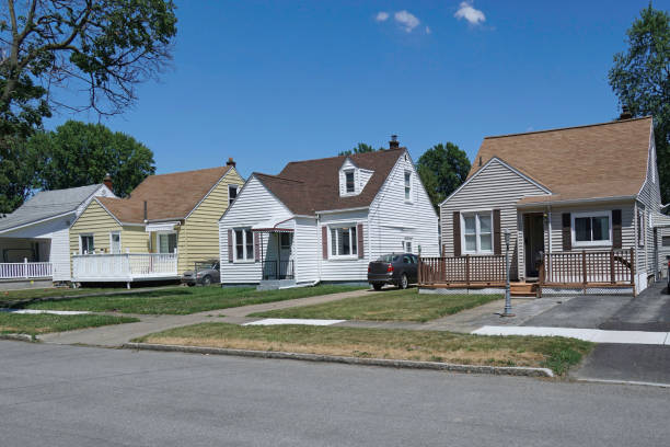Average American suburban residential street stock photo