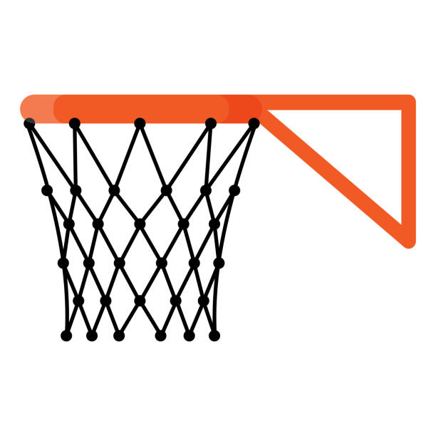 basketballkorb, reifen und netz an der seite. 3x3 basketball-sportgeräte. sommerspiele. - basketballkorb stock-grafiken, -clipart, -cartoons und -symbole