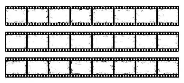 Vector illustration of Long grunge movie film strip, vintage filmstrip