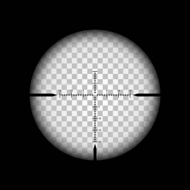 Vector illustration of Sniper scope sight view, gun crosshair target