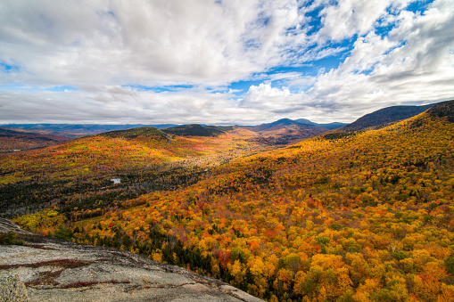 Colorful overview over the valley, White mountains, NH, USA