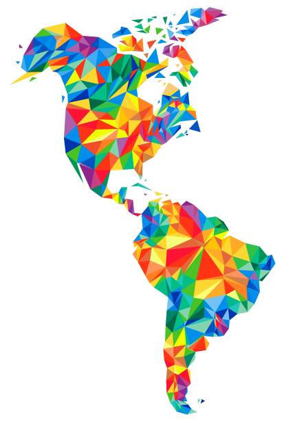 Abstract continents of North and South America from triangles. Origami style. Vector polygonal pattern for your design. Abstract continents of North and South America from triangles. Origami style. Vector polygonal pattern for your design. country geographic area stock illustrations