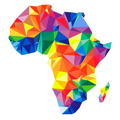 Abstract continent of Africa from triangles. Origami style. Vector polygonal pattern for your design.