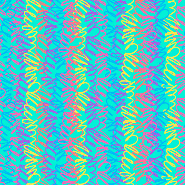 곡선 낙서가있는 매끄럽고 밝은 오실로그램과 같은 패턴 - oscillogram stock illustrations