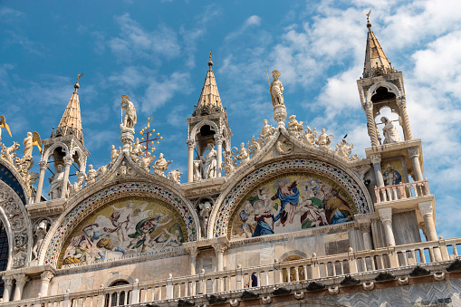 Close up details of Saint Mark's Basilica in Venice, Italy